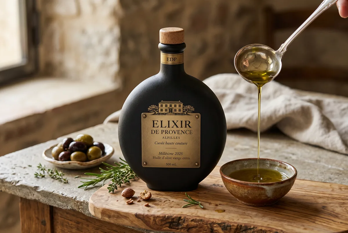 Dégustation à la cuillère de l'huile d'olive Cuvée Haute Couture